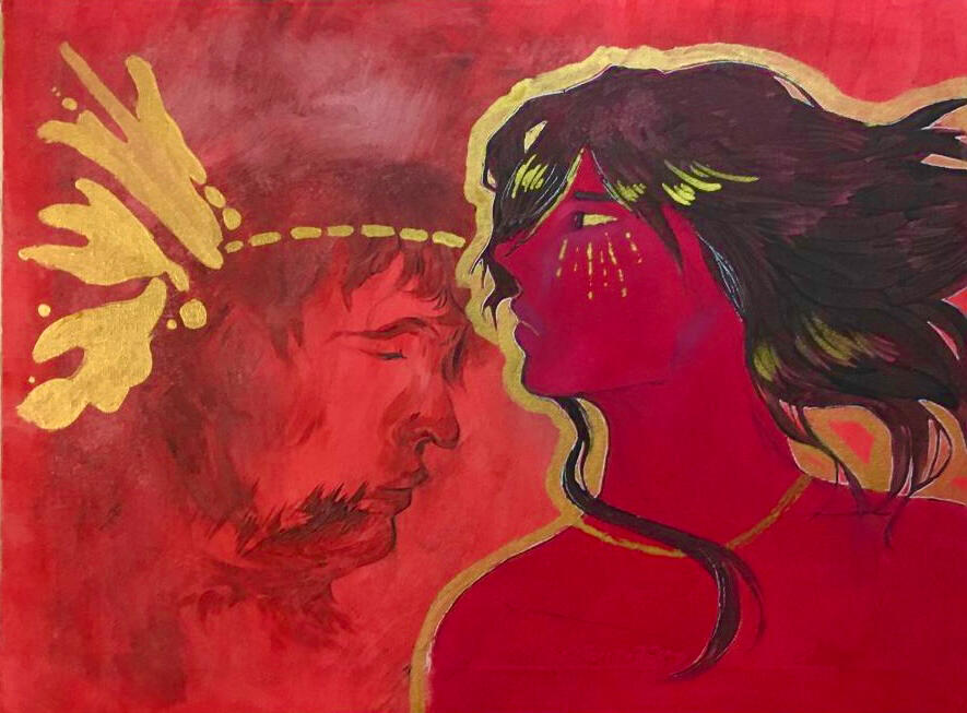 saudade é vermelha, acrílica sobre tela