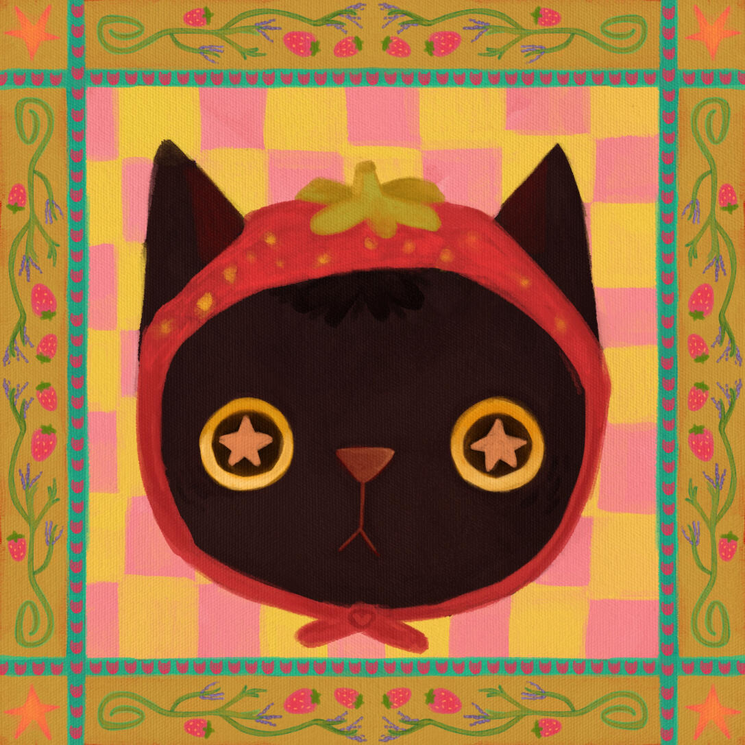 gato morango, pintura digital