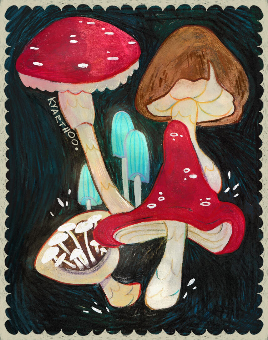 fungusta, acrilica sobre papel + arte digital