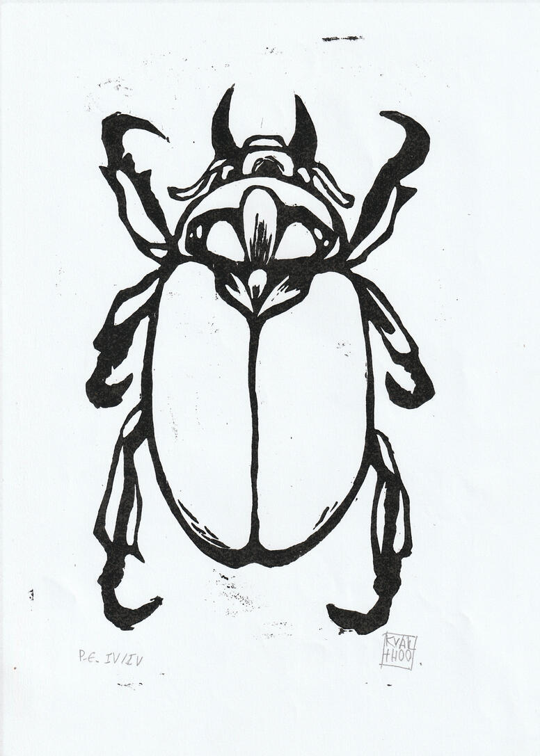 besouro joia b/p, xilogravura