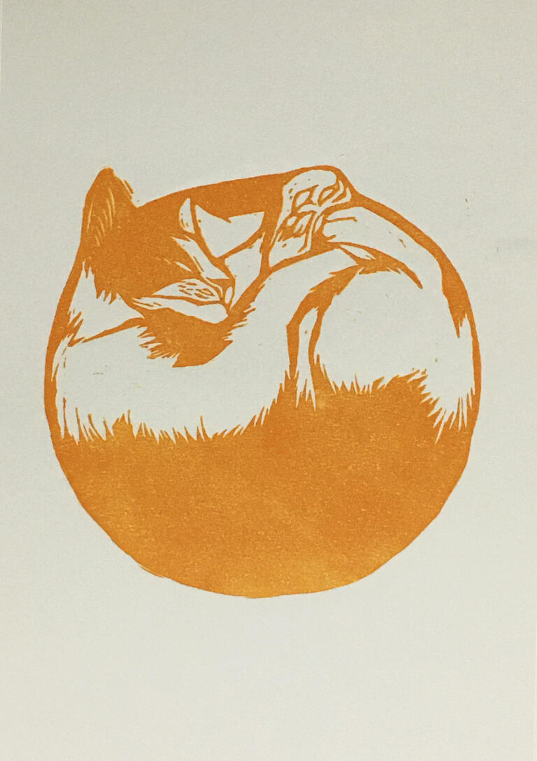 laranjeira, linoleogravura