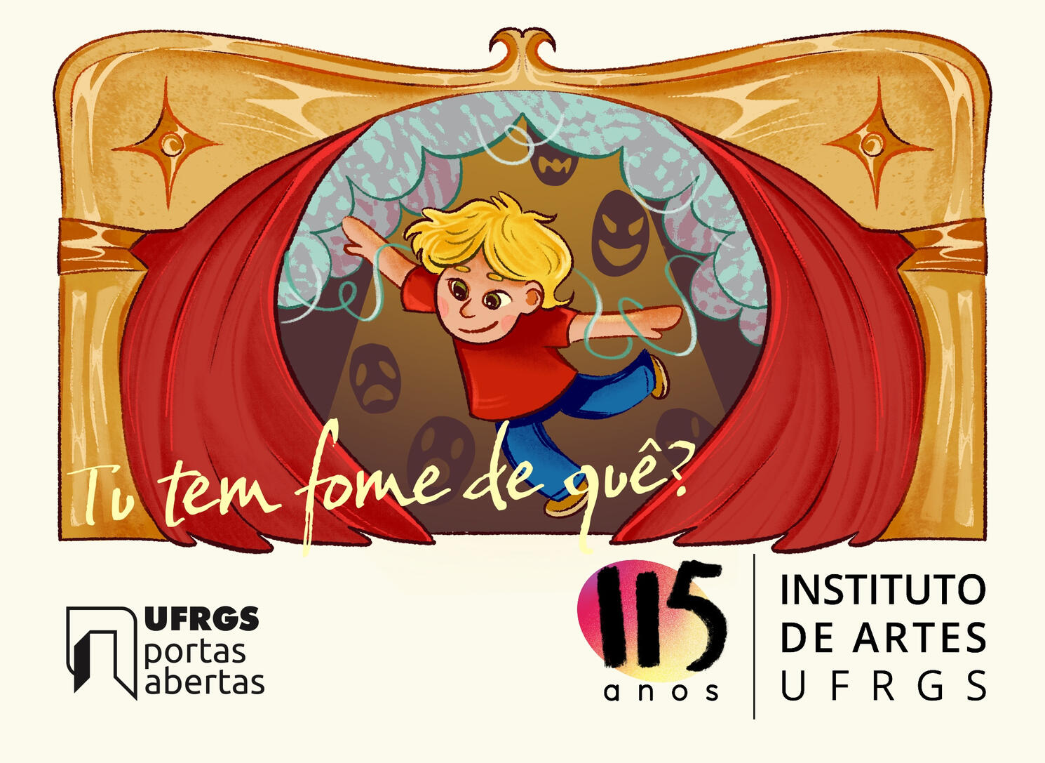 ilustração para adesivo de portas abertas (ufrgs) para curso de graduação em teatro